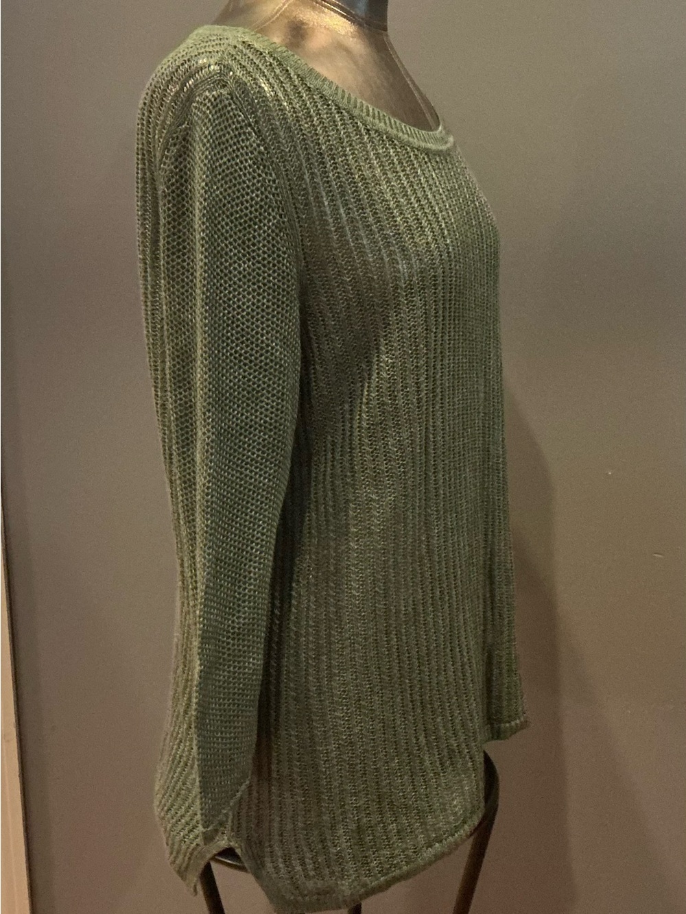 Talbots Sage Green Linen Sweater - Picture 2 of 5